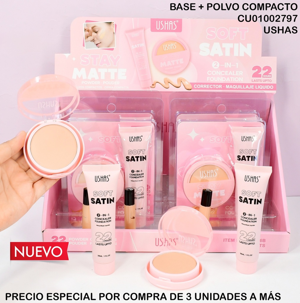 SET 2PCS POLVO COMPACTO/CORRECTOR SOFT SATIN USHAS US016B