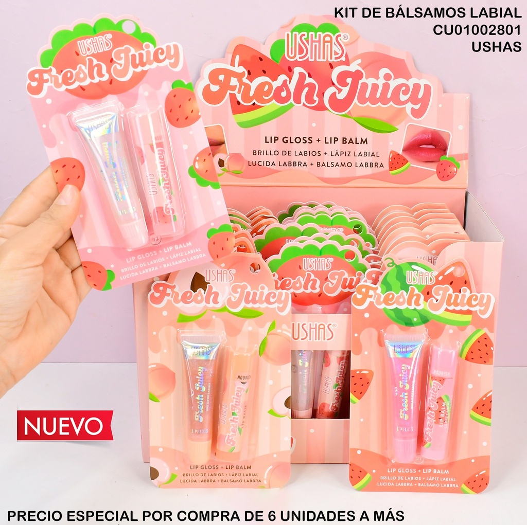 DUO BALSAMOS LABIAL FRESH JUICY USHAS US012
