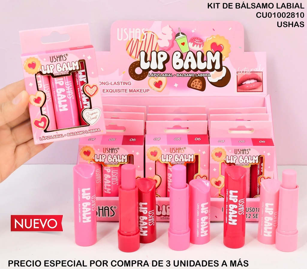 SET 3PCS EXQUISITE LIP BALM USHAS  US018B