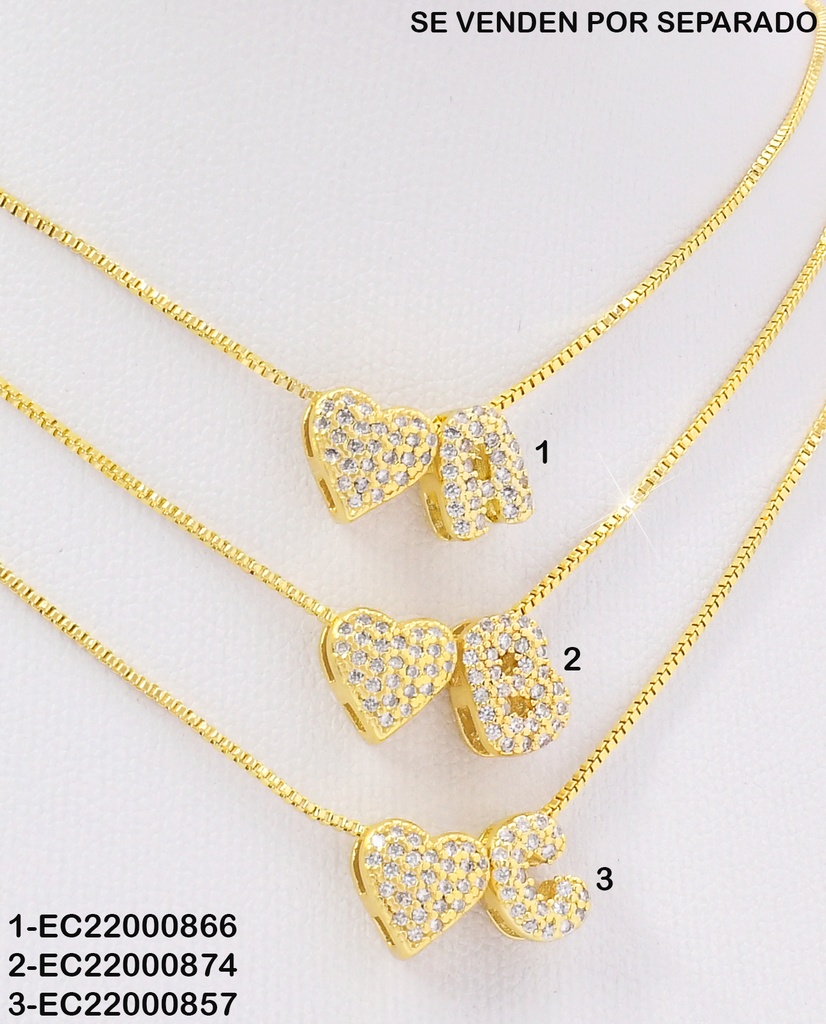 CADENA DOR INICIAL "C" / CORAZON ZIRC. CE287-294