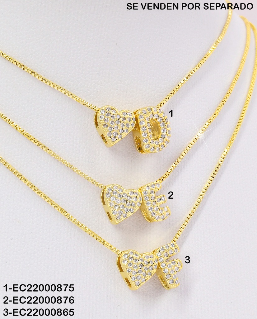 CADENA DOR INICIAL "D" CORAZON ZIRC. CE288-294