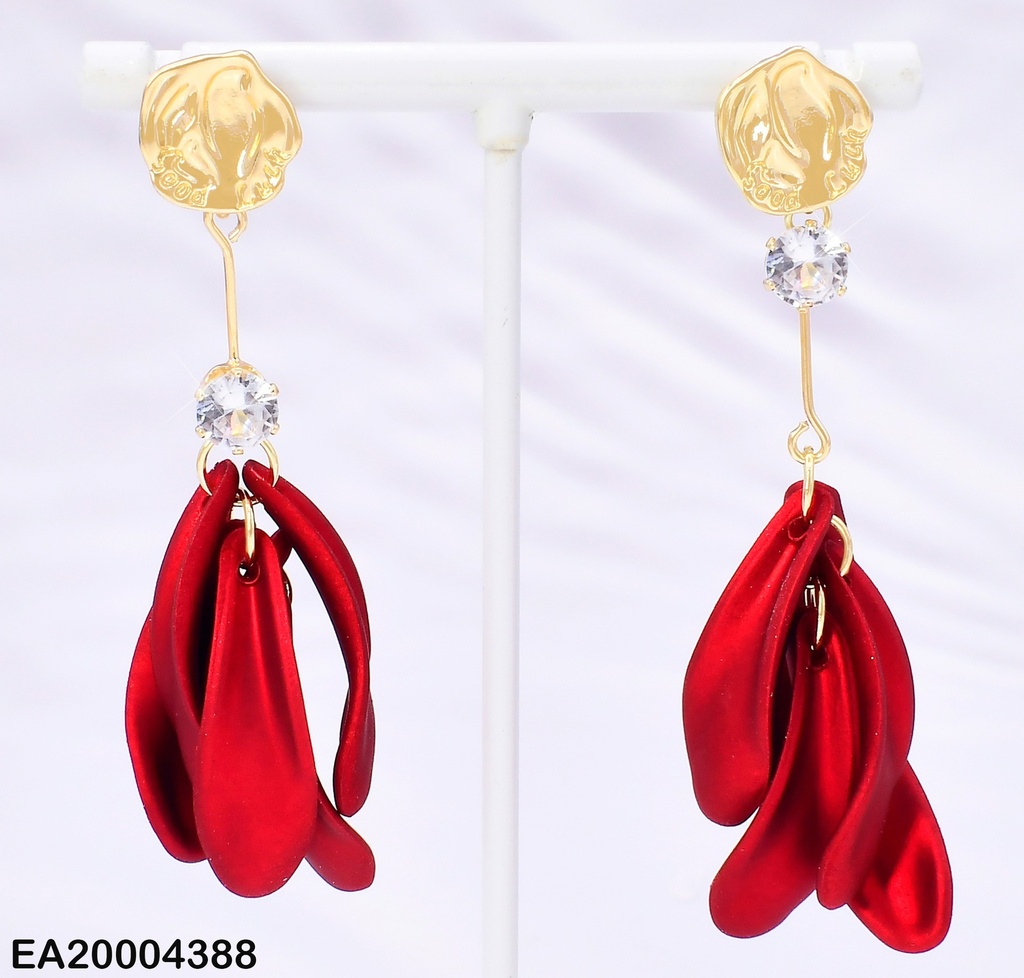 ARETES PLACA RD.IRREG/LINEA/PETALOS ROJO EE4081-323