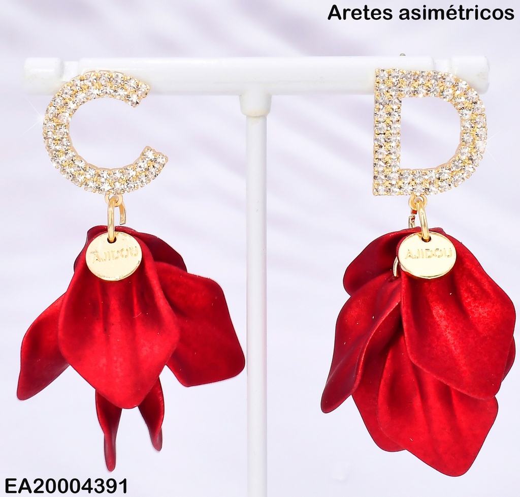 ARETES "C" "D" ZIRCONIAS C/PETALOS COLGANTES EE4084-323