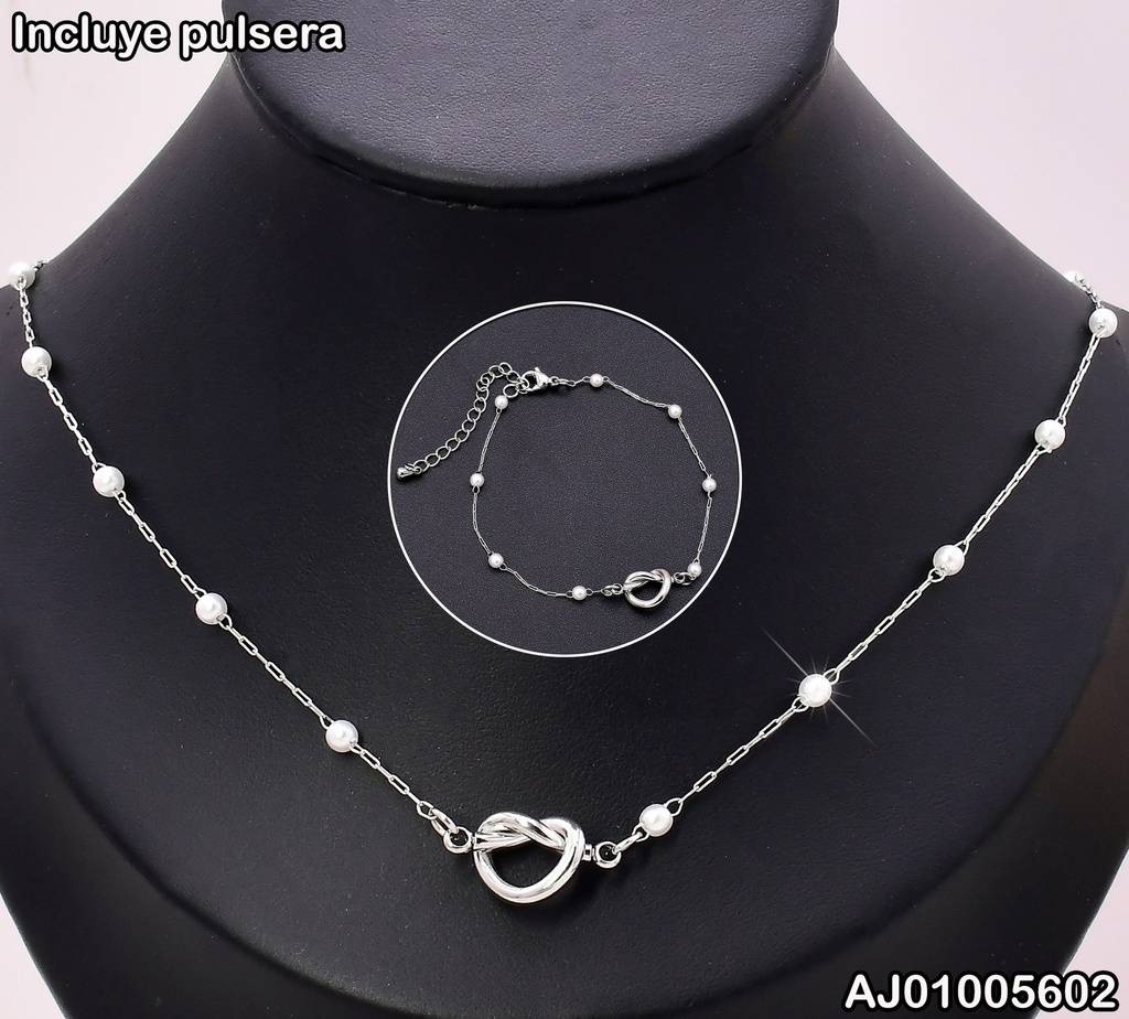 SET PLAT.CADENA-PUL PERLITAS,NUDO CENTRO KS225018-Z