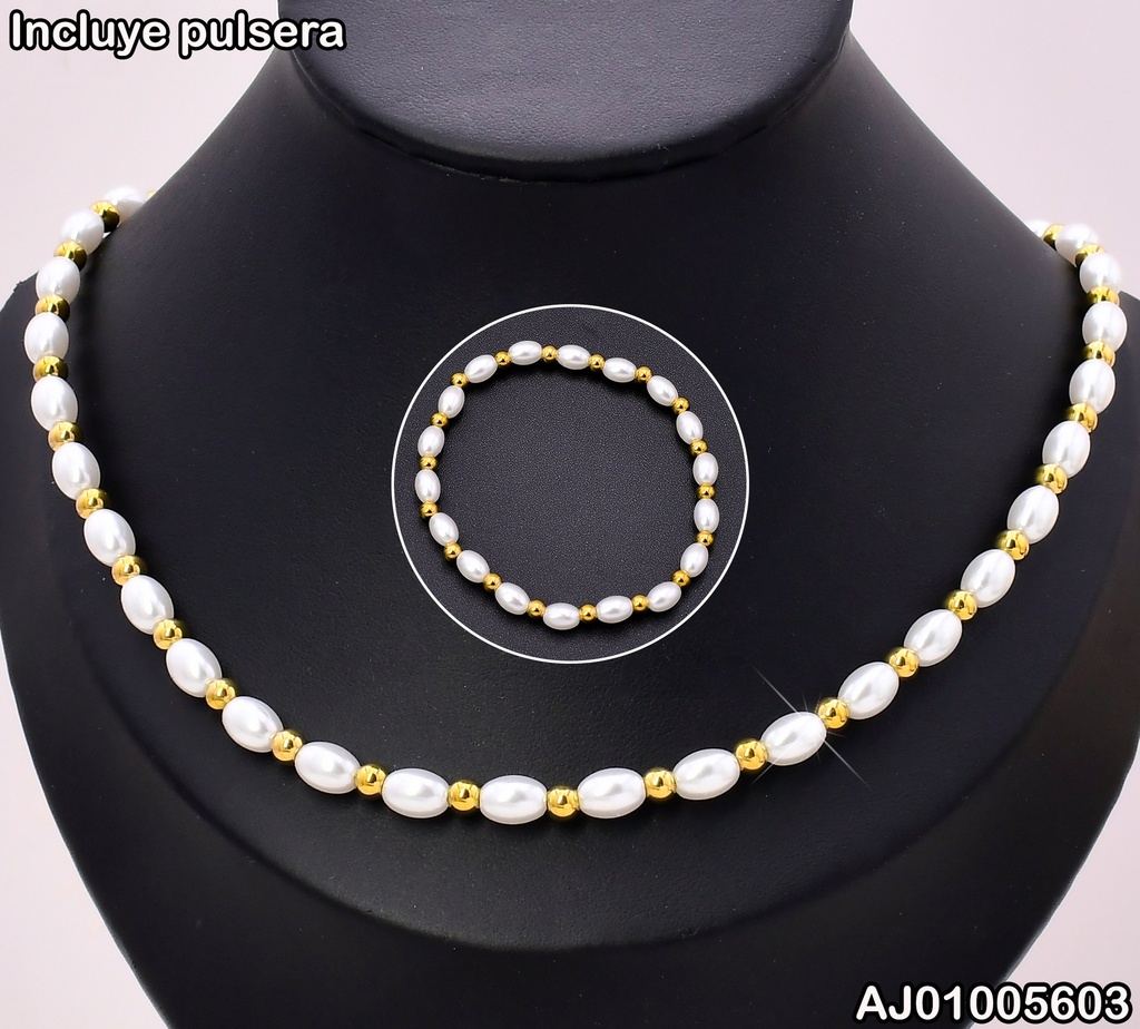 SET CADENA-PUL PERLAS CULTIVADAS/PELOTITAS KS224994-Z