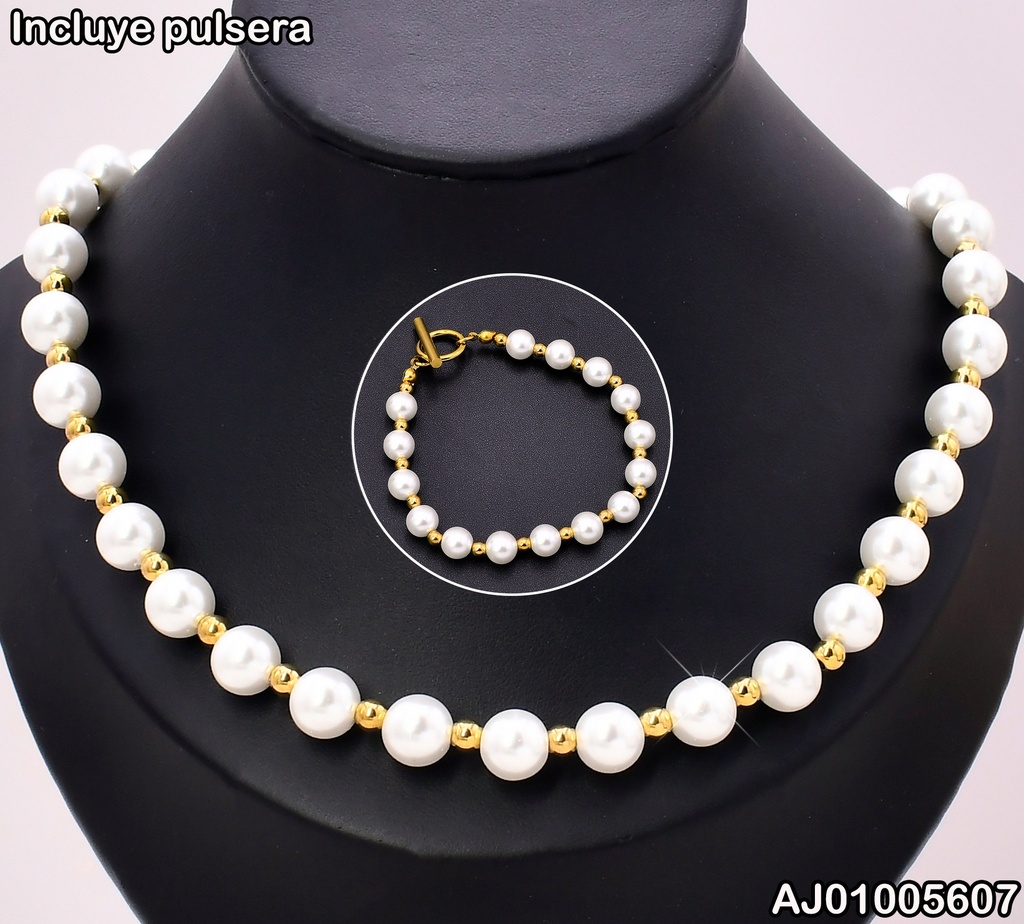 SET TIFFANY CADENA-PULSERA PERLAS/PELOTITAS KS224998-Z