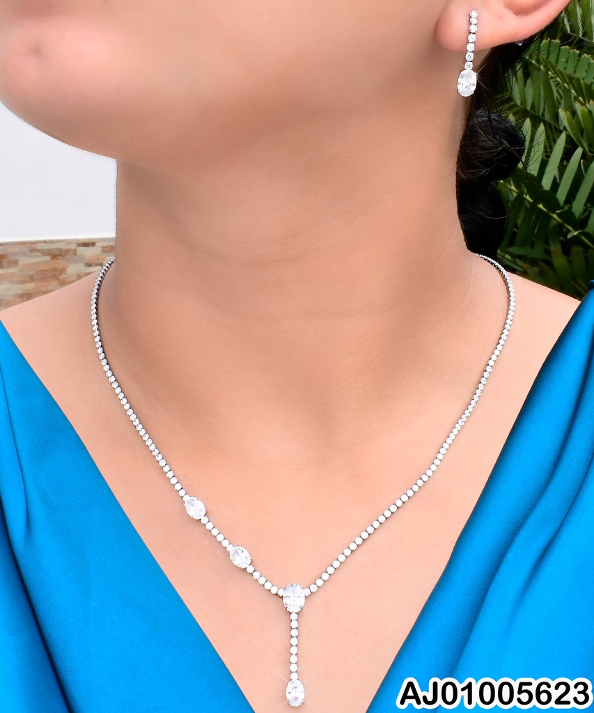 SET PLAT. ZIRCONIAS C/RECTANGULO PQ. ZIRC. KS225709-AF