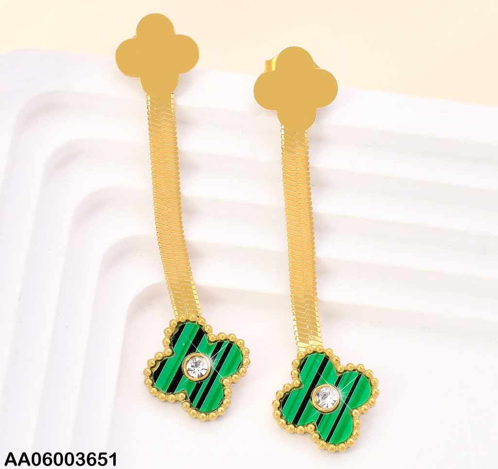 ARETES VAN CLEEF (2) DOR/VERDES C/ZIRC. KE110942-AF