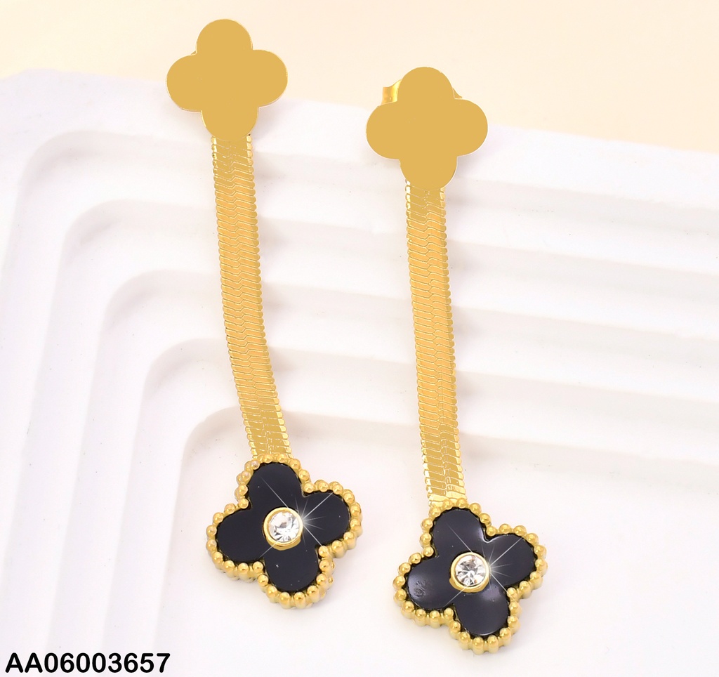 ARETES VAN CLEEF (2) DOR/NEGRO C/ZIRC. KE110945-AF