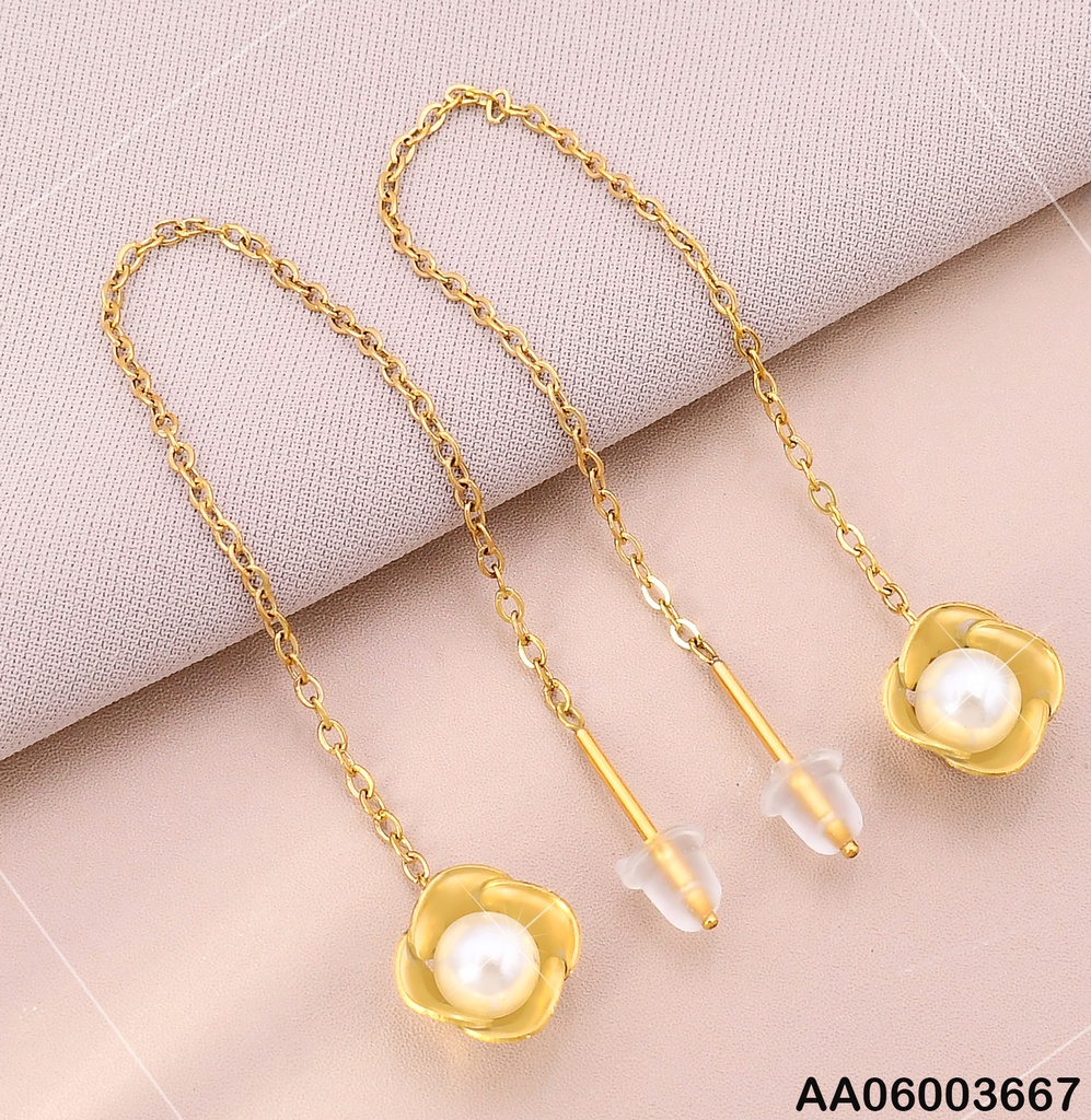 ARETES VIOLADORAS FLOR C/PERLA COLGANTE KE102100-HR