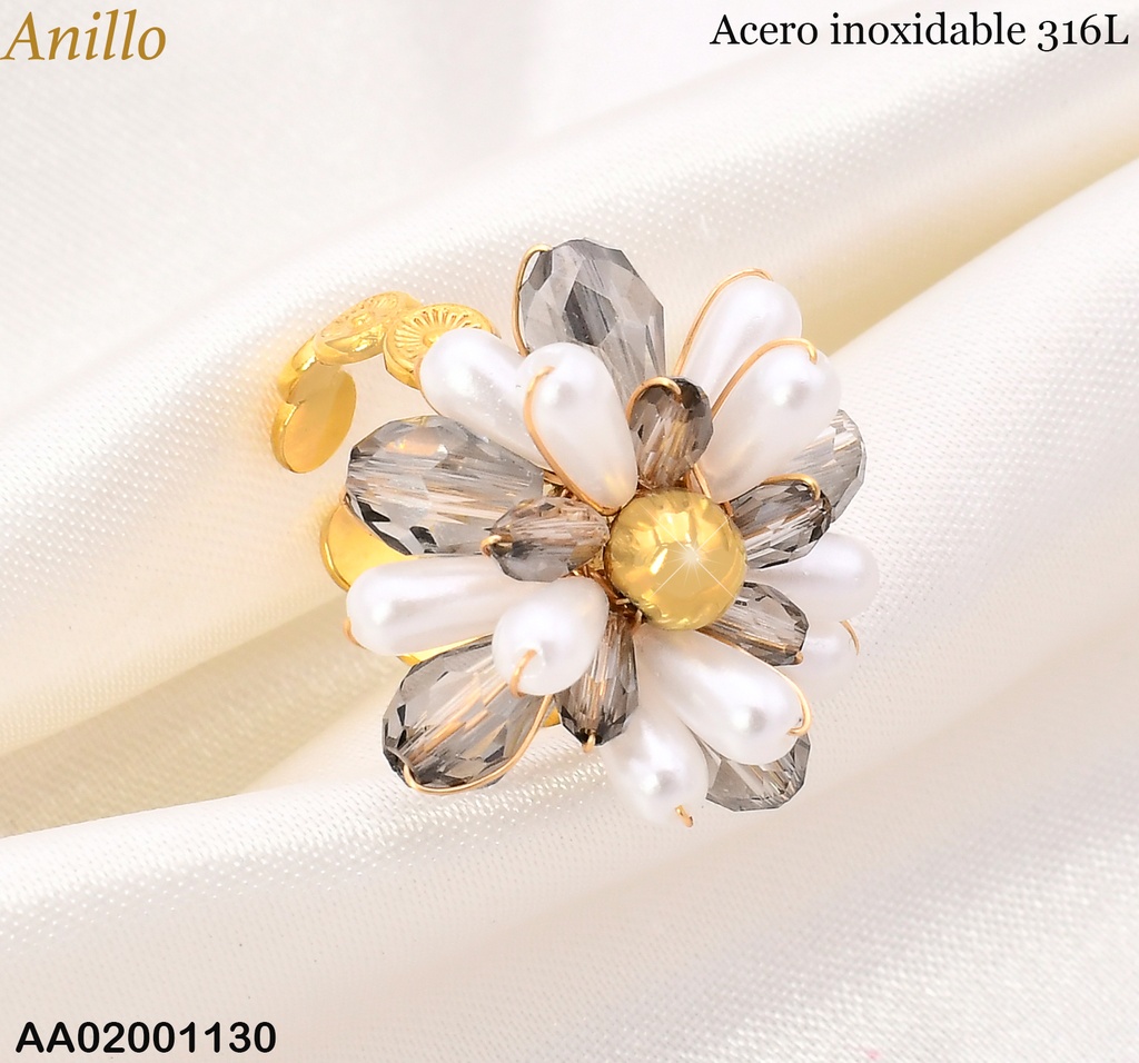 ANILLO AJUSTABLE CRISTALES NEGROS RA557-45