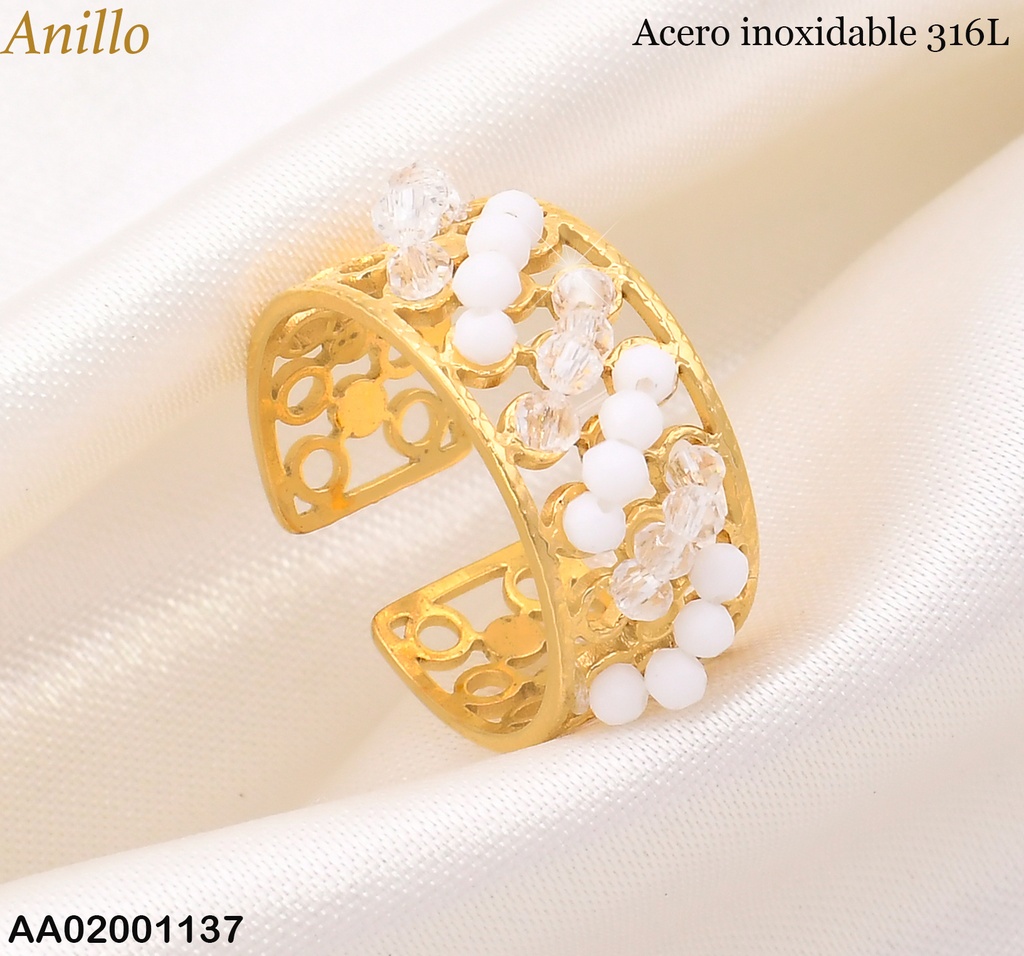 ANILLO CALADO CIRCULOS CRISTALES DIAG.⚪ RA555-45