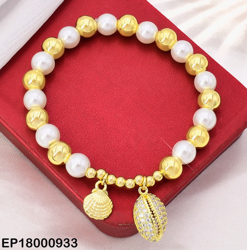 PULSERA PELOTITAS DOR/PERLAS BE565-9
