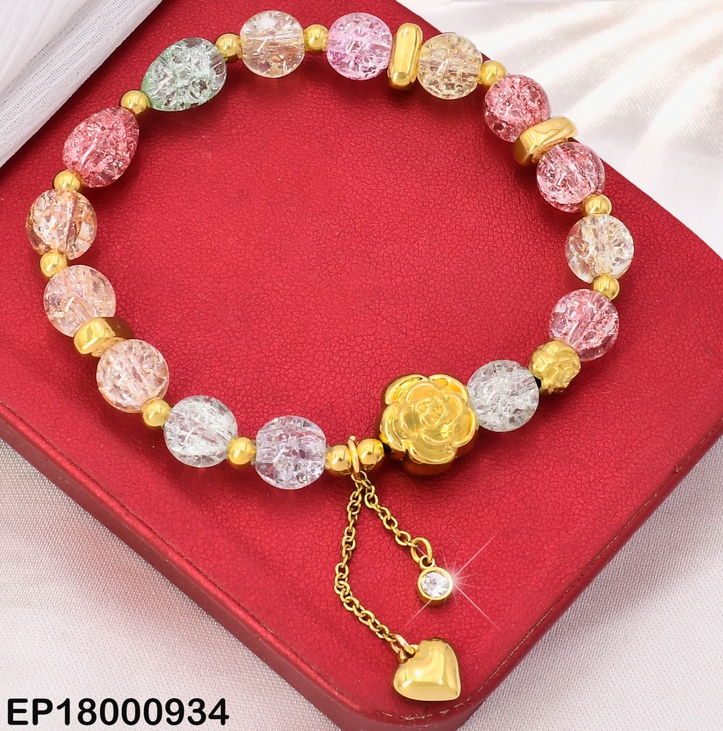 PULSERA ROSAS CRISTALES COLORES/DORADA BA2243-45