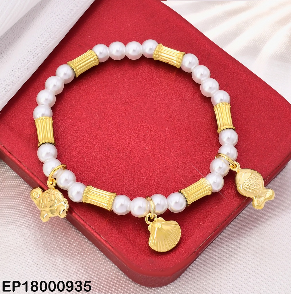 PULSERA PERLAS/CILINDROS DIJES:🐢/🐟/OSTRA BA2237-45