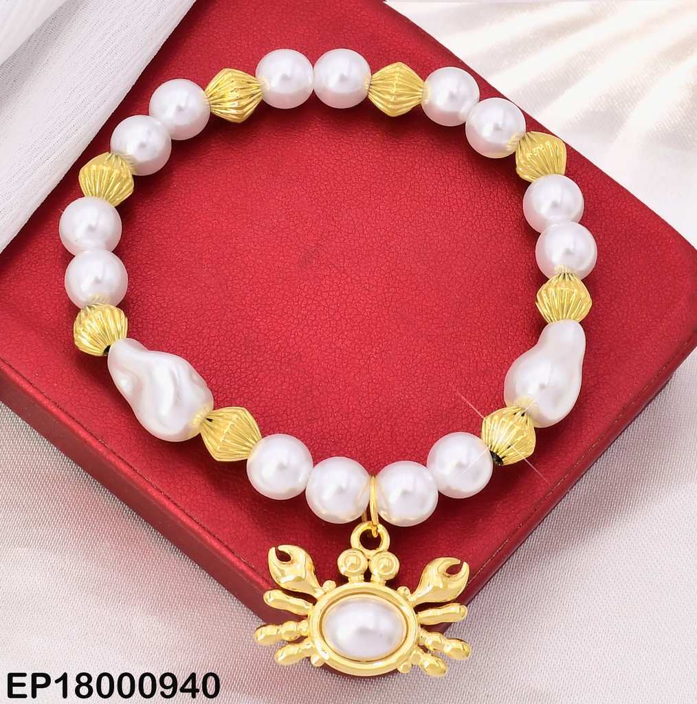PULSERA PERLAS/ROMBOS FIJE CANGREJO C/PERLA BA2242-45