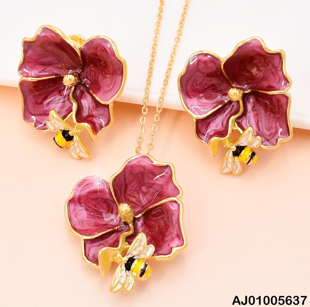 SET DOR FLOR ESMALTADA MAUVE / ABEJITA SA970-45