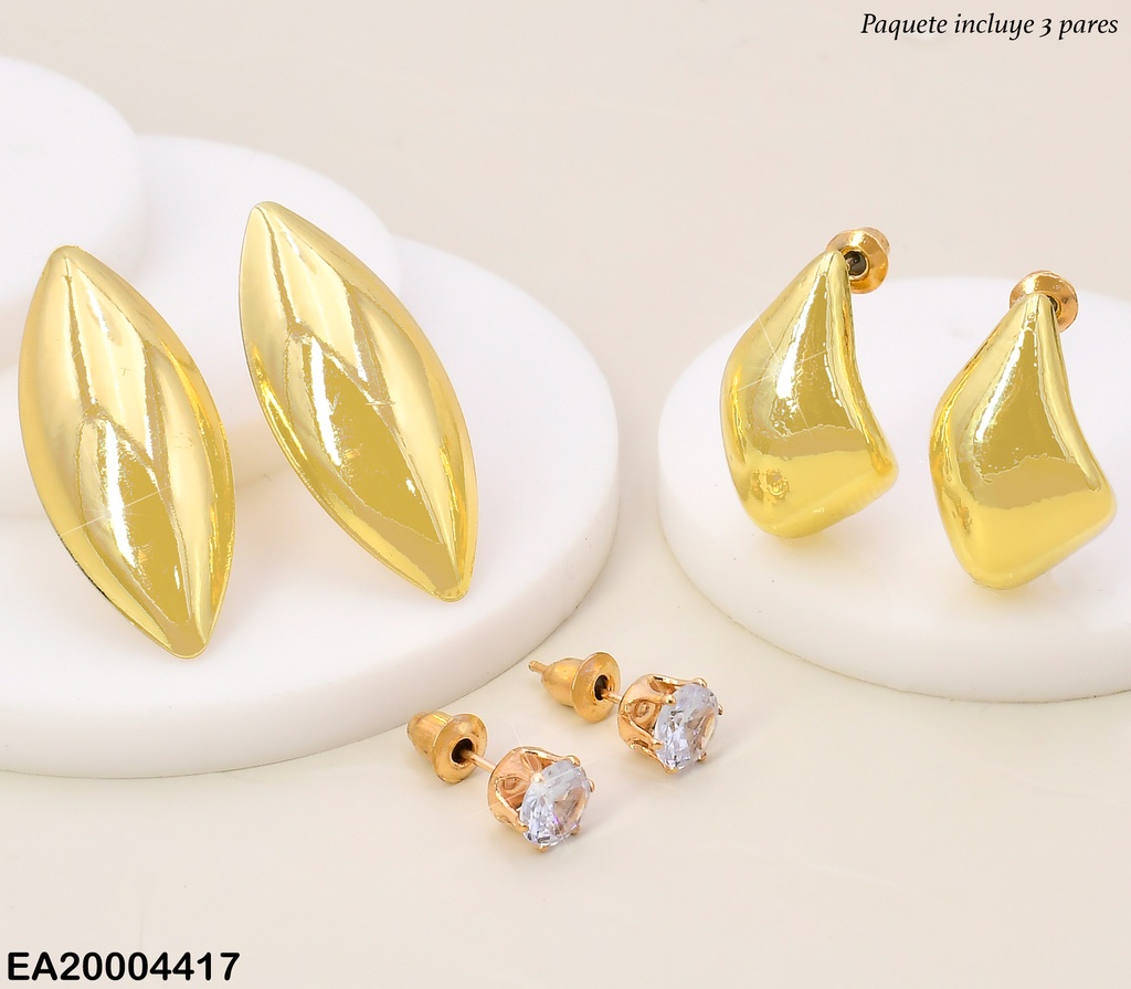 PAQ.3 PARES ARETES GALVANOPLASTIA ZIRC/OV LARGOS/GOTAS IRREG.SE984-301