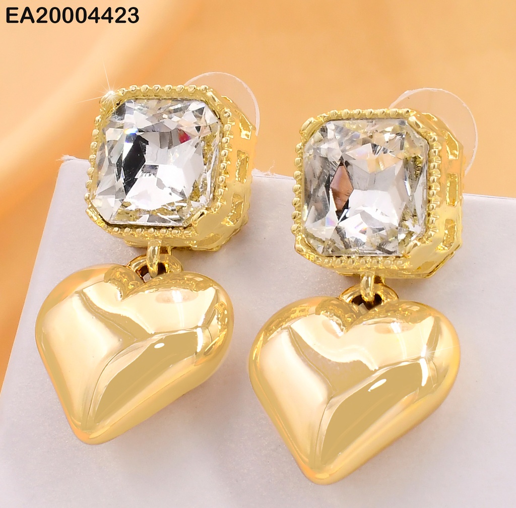 ARETES DOR ZIRC CRISTAL/ CORAZON INFLADO EE3936-317