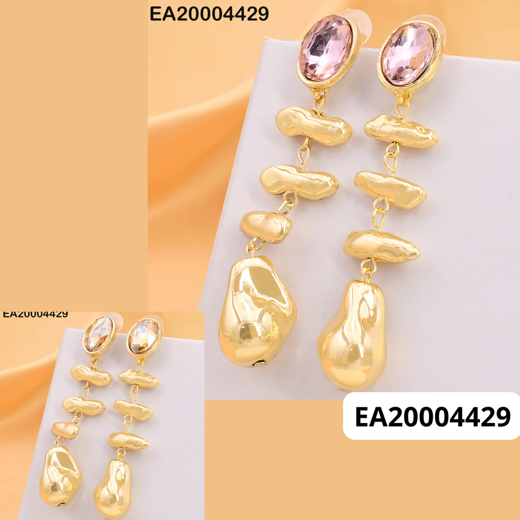 ARETES DOR ZIRC OVALADA ROSA/ OVALOS IRRE. COLGANTES EE3950-317