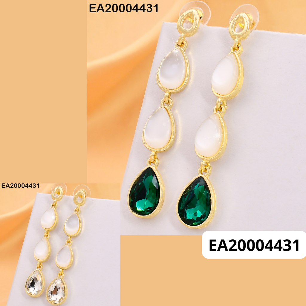 ARETES DOR GOTAS/CROQUI/PIEDRA BLANCA/ZIRC CRISTAL EE3970-317