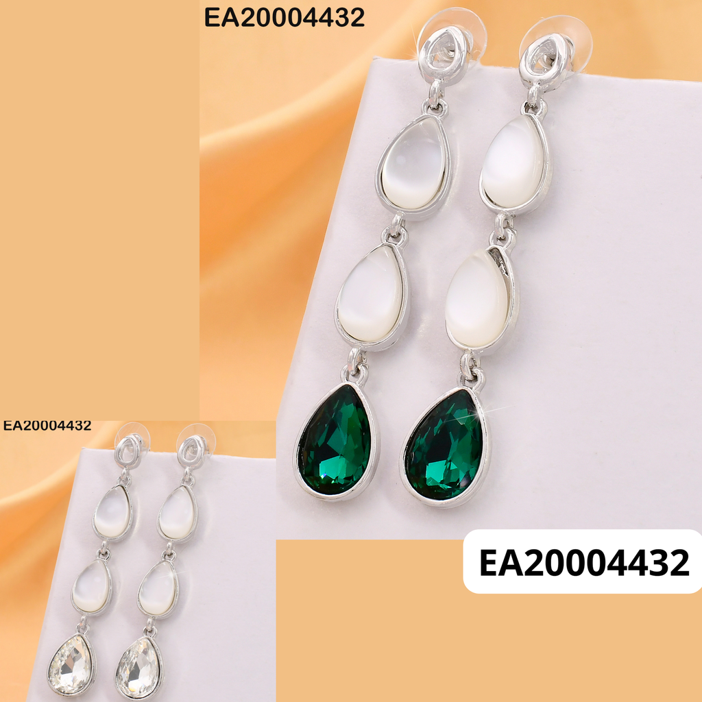 ARETES PLAT GOTAS/CROQUI/PIEDRA BLANCA/ZIRC CRISTAL EE3971-317