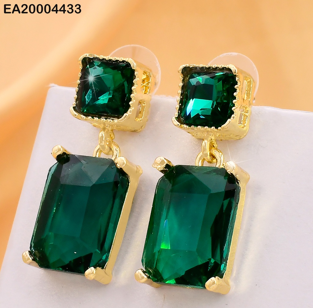 ARETES DOR CUADRO ZIRC.VERDE/RECT. VERDE  EE3980-317