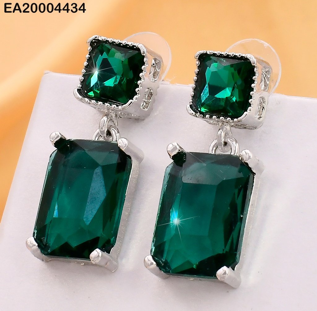 ARETES PLAT CUADRO ZIRC.VERDE/RECT. VERDE  EE3981-317