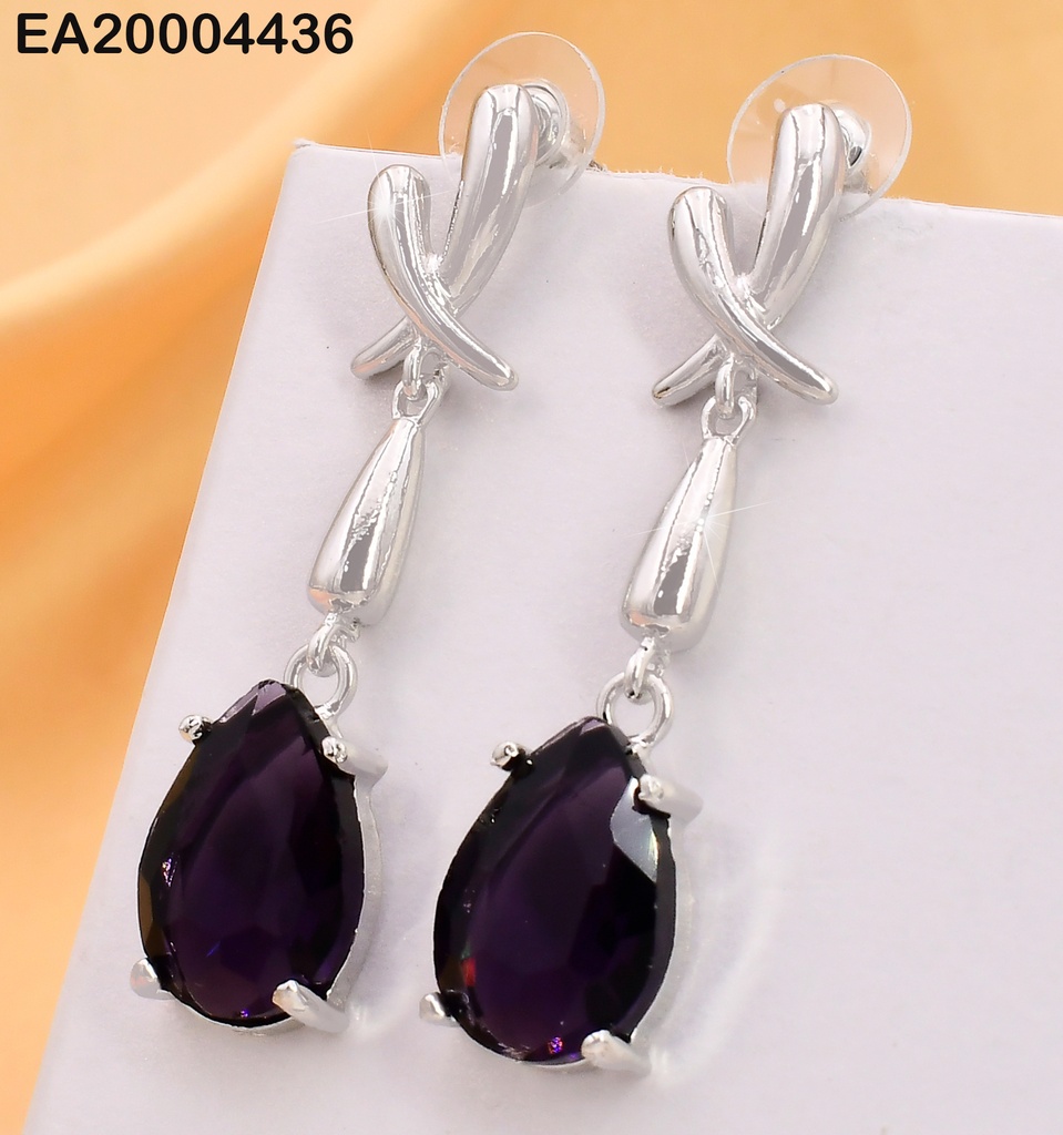 ARETES PLAT  X / GOTA ZIRC. MORADA EE3959-317