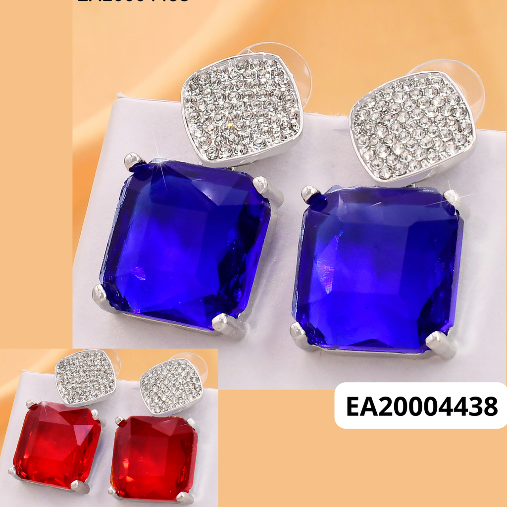 ARETES PLAT CUADRO ZIRC/ZIRC AZUL EE3967-317