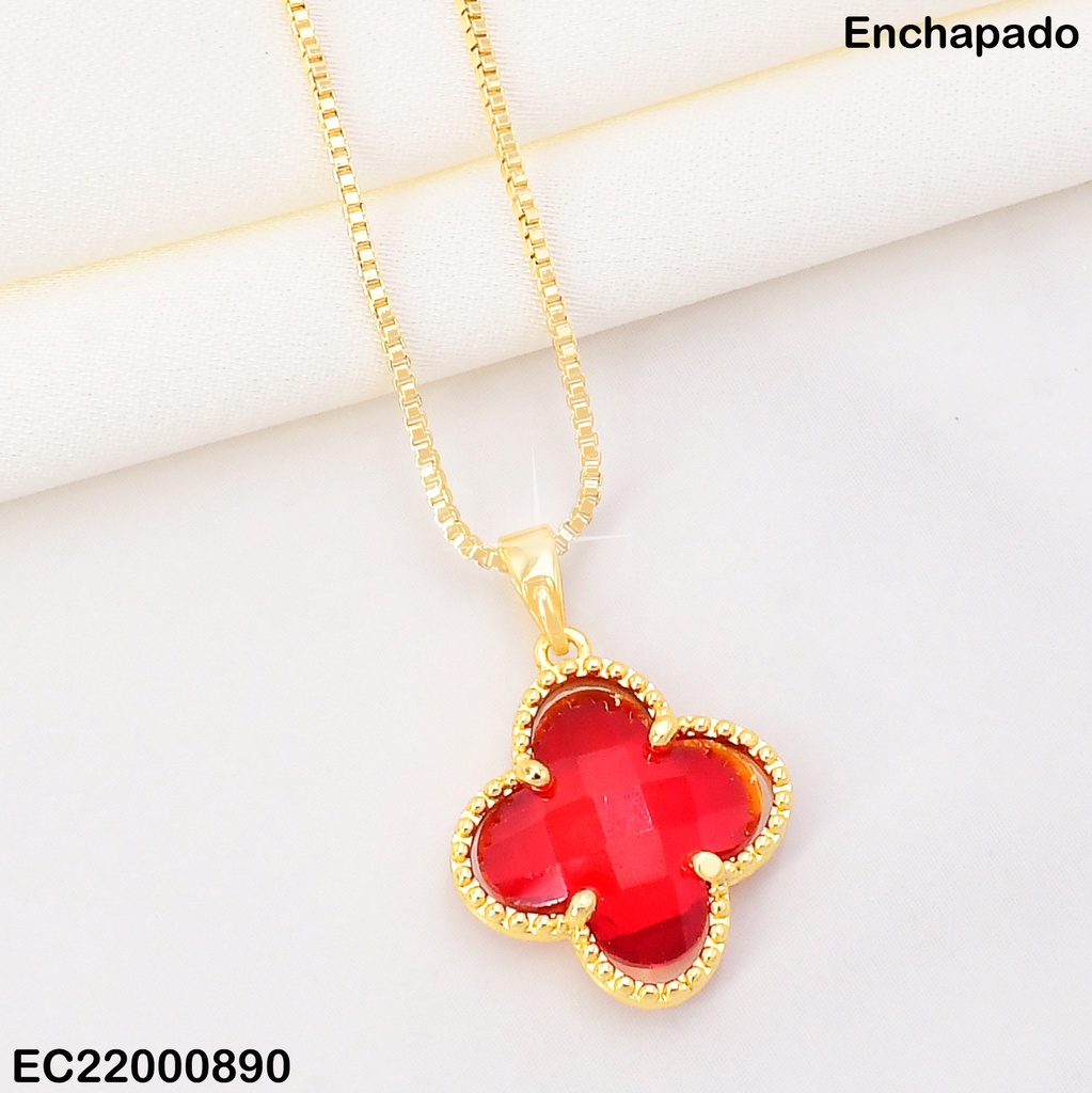 CADENA DOR VAN CLEEF PIEDRA ROJA N4473-874