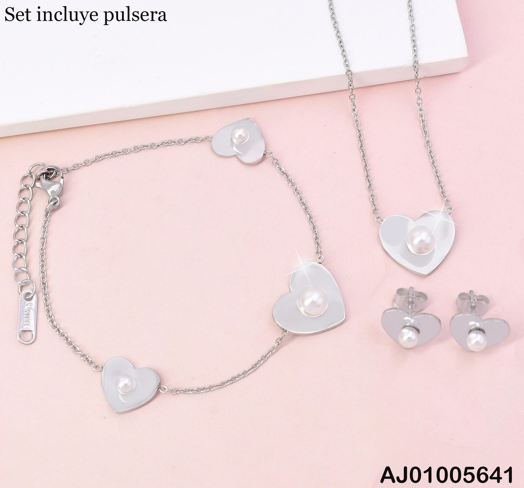 SET JUEGO CORAZON/PERLA PLA KS201276-KLX