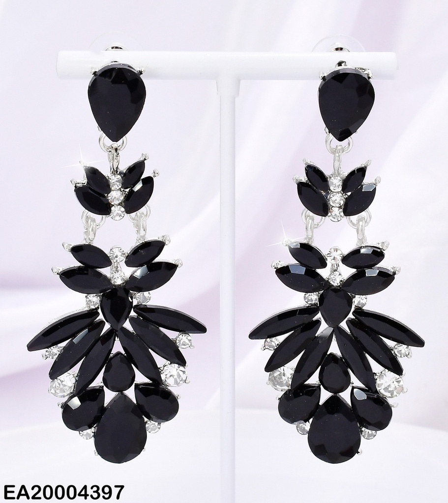 ARETES COLGANTES OV BLACK SWAROVSKI PLAT  EE3898-98