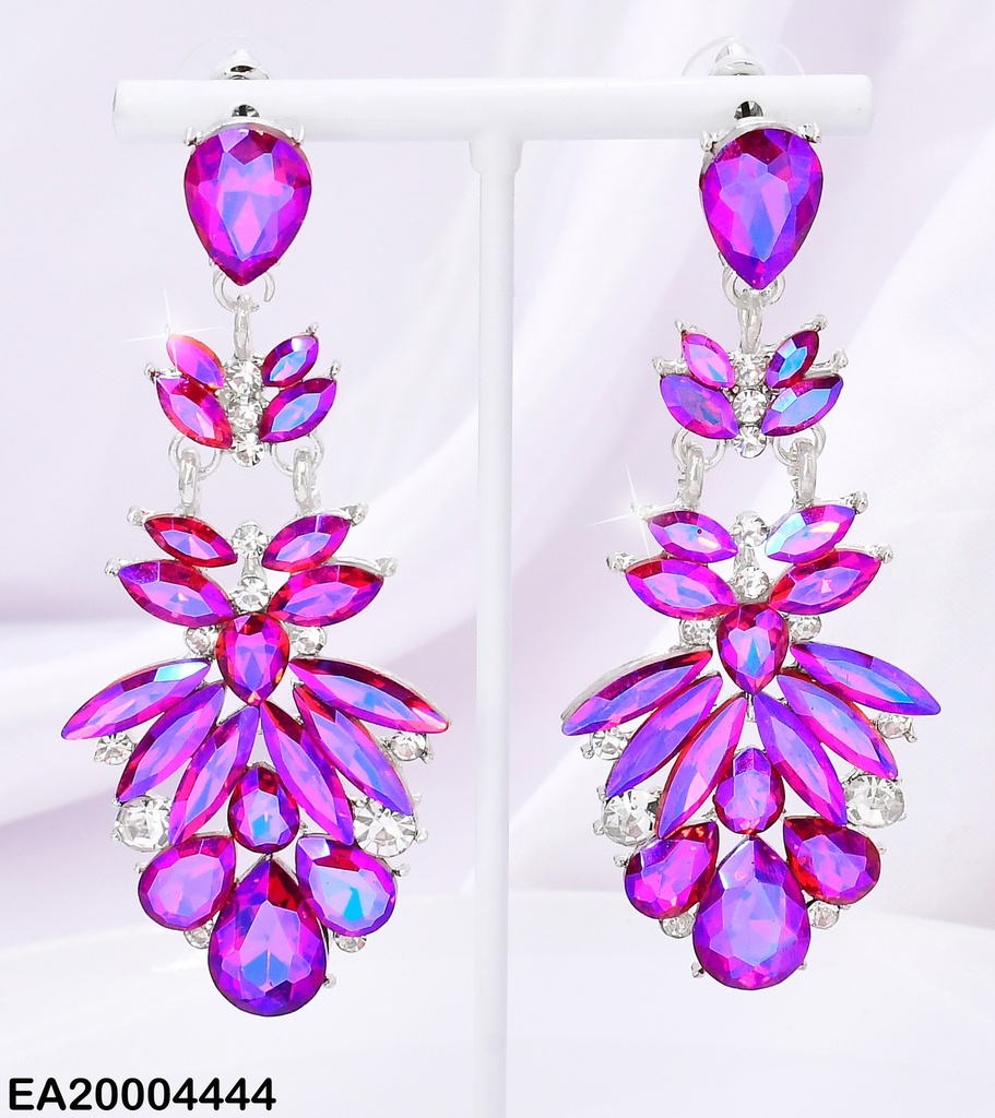 ARETES COLGANTES OV FUSCIA SWAROVSKI PLAT EE3909-98
