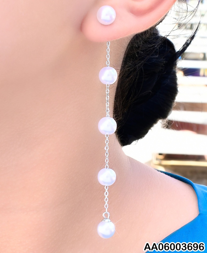 ARETES PLAT. CADENITA C/5 PERLAS  KE102076-HR