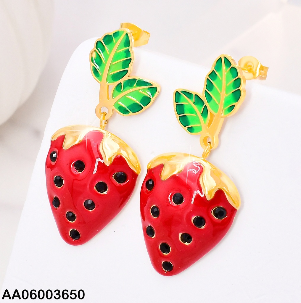 ARETES FRESA ROJA C/HOJAS VERDES EA1218-45