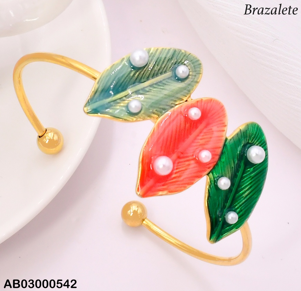 BRAZALETE AJUSTABLE HOJAS /PERLAS BA2225-45