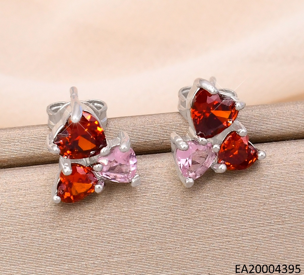 ARETES PLAT.3 CORAZONES ZIRC.COL.EE3896-144