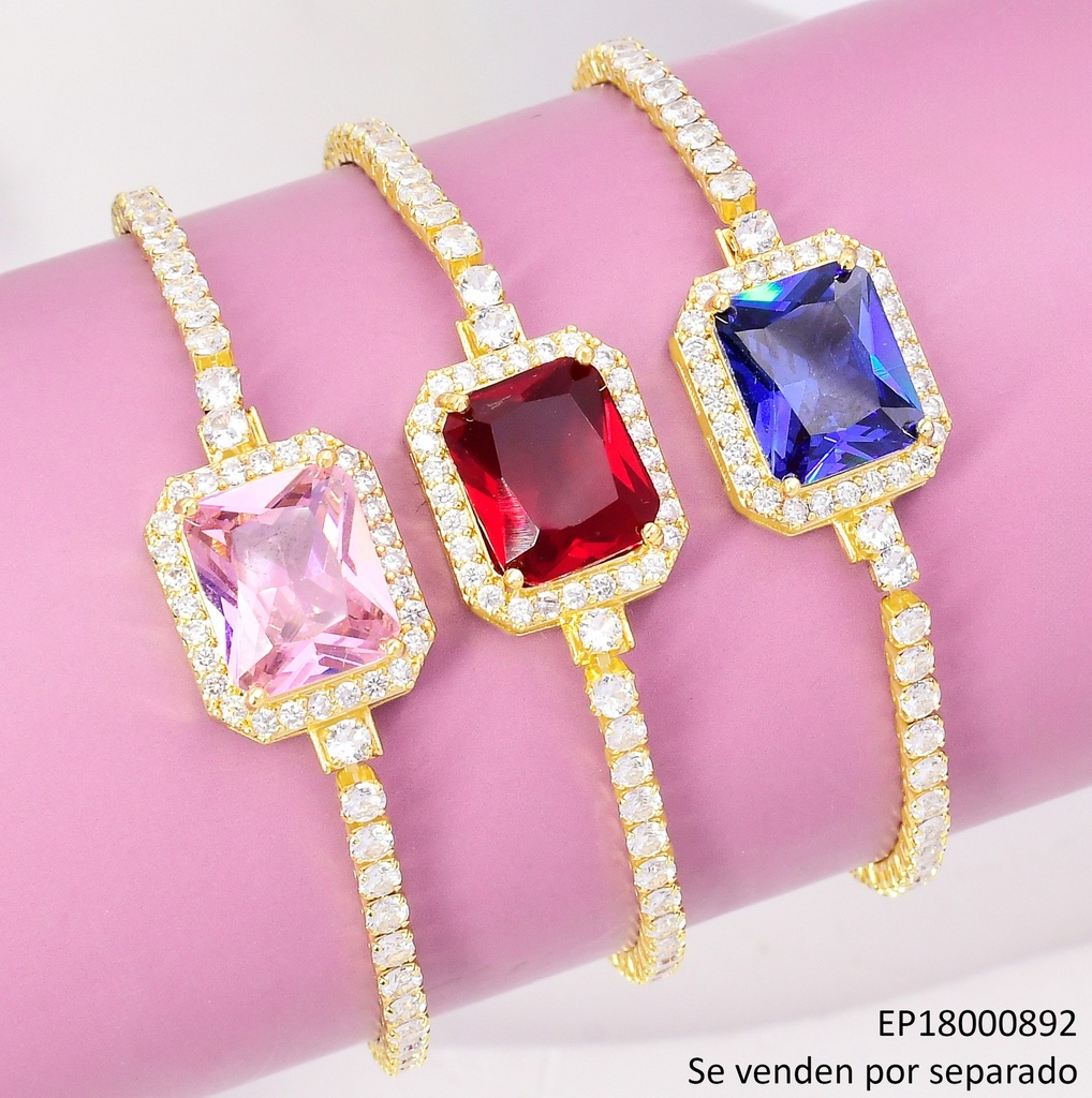 PULSERA TENNIS DOR ZIRC. RECTANGULAR COL SURT BE510-319