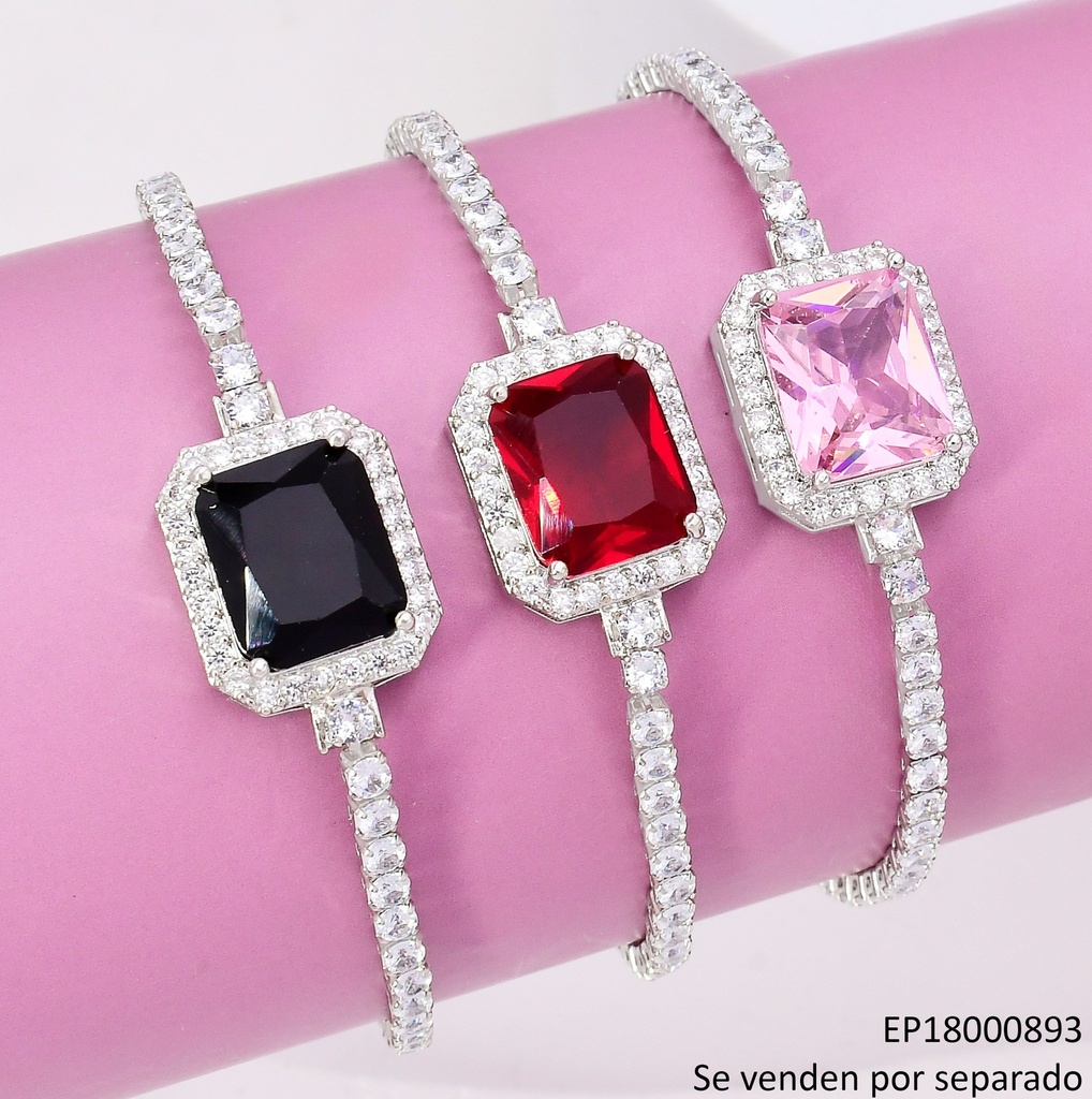 PULSERA TENNIS PLAT ZIRC. RECTGULAR COL SURT BE511-319