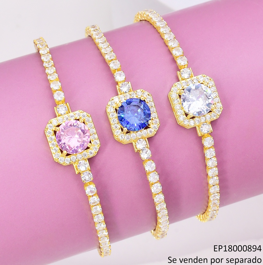 PULSERA TENNIS ZIRCONIAS CENTRO CUADRO COL.SURT BE512-319