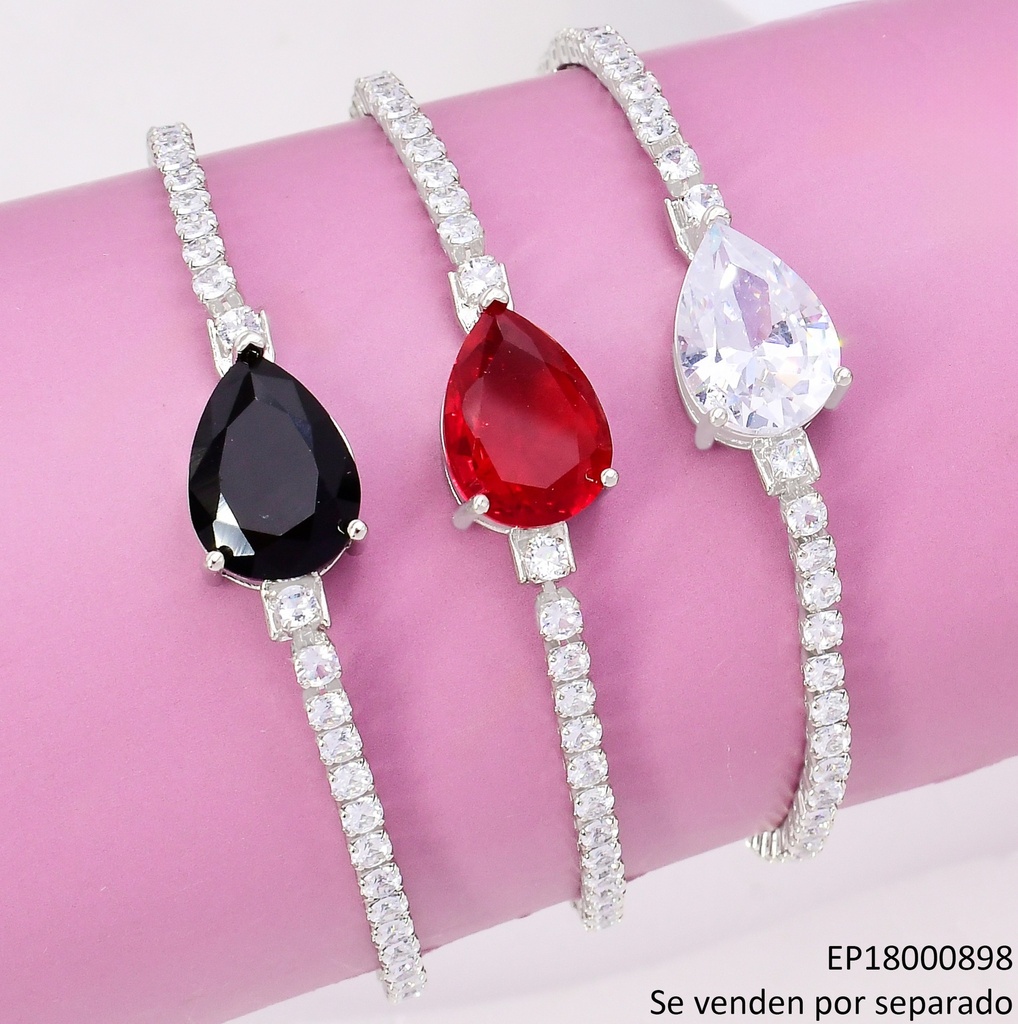 PULSERA TENNIS PLAT. ZIRC.CENTRO GOTA BE517-319