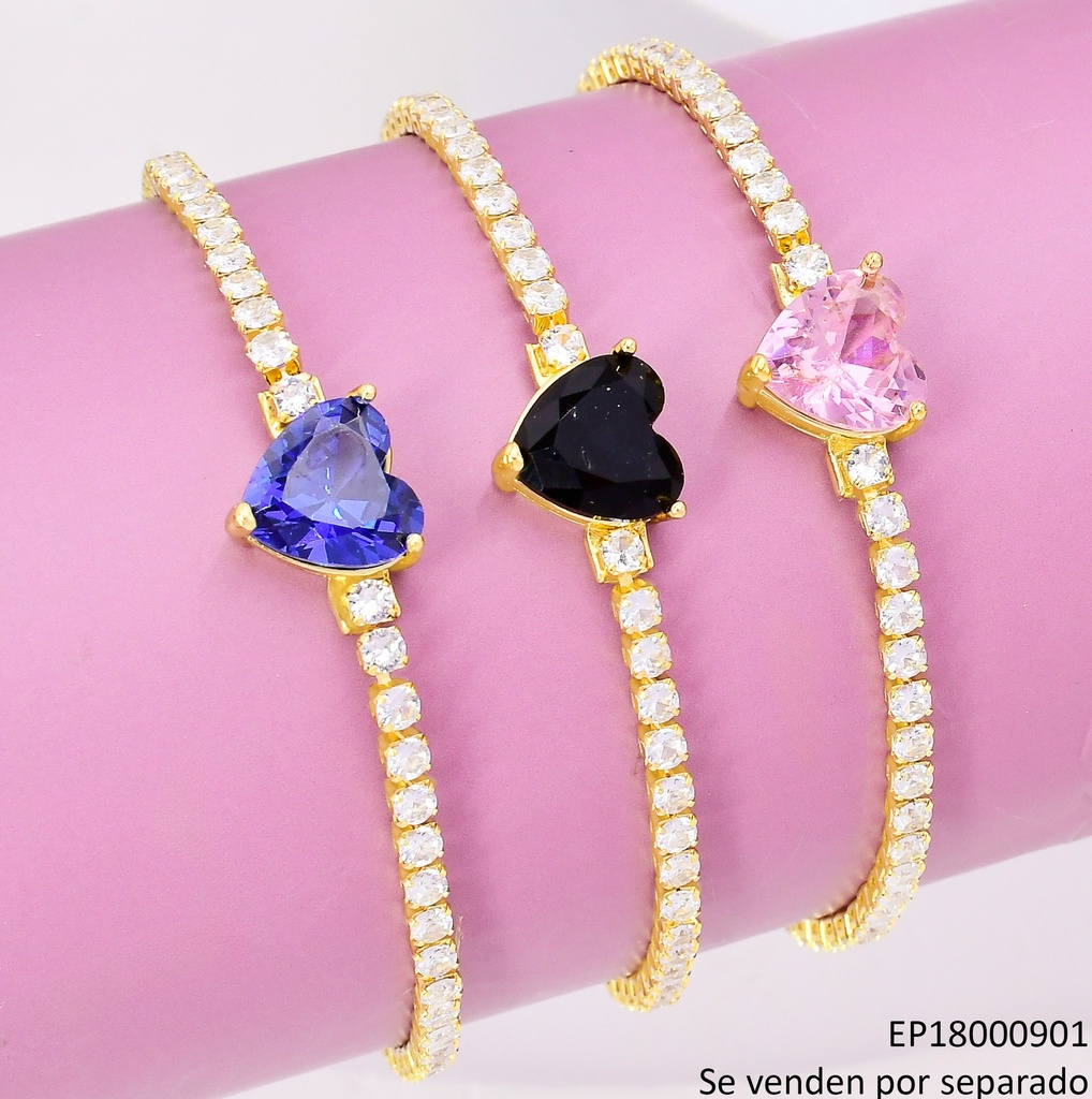 PULSERA TENNIS ZIRC CORAZON COL. SURT.BE520-319
