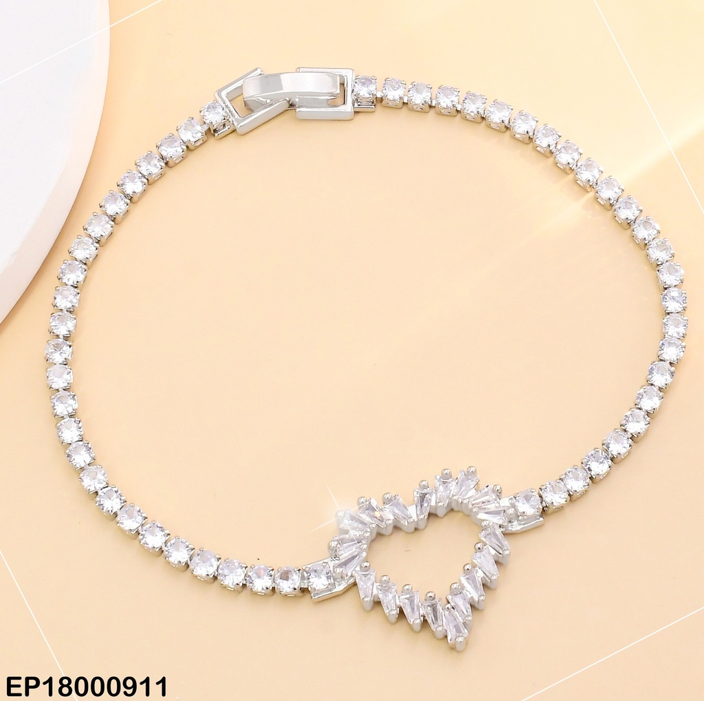 PULSERA PLAT. ZIRCONIAS CENTRO:CROQUI CORAZON BE531-319