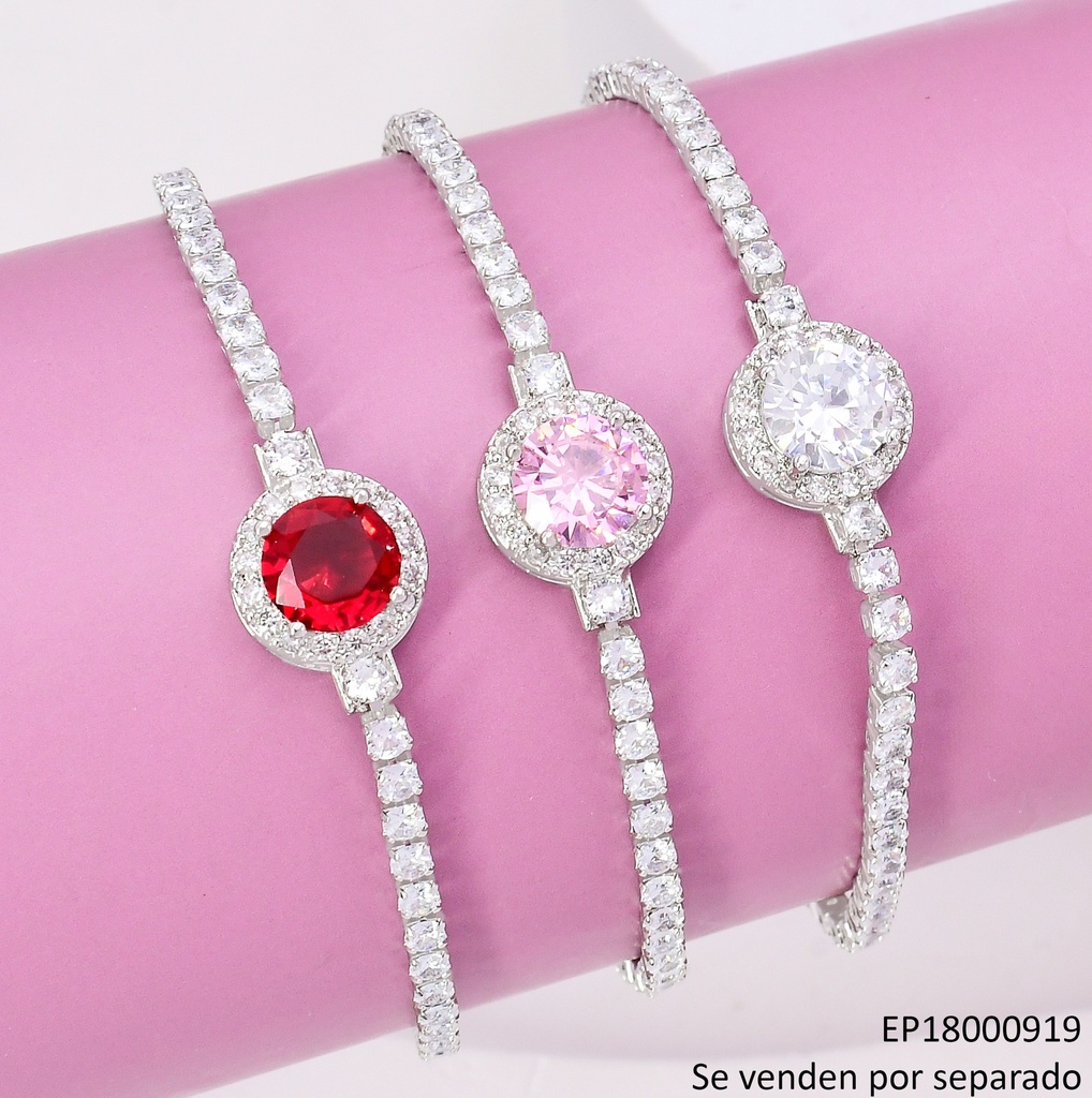 PULSERA TENNIS PLAT. ZIRCONIAS CENTRO RD.COL.SURT.BE539-319