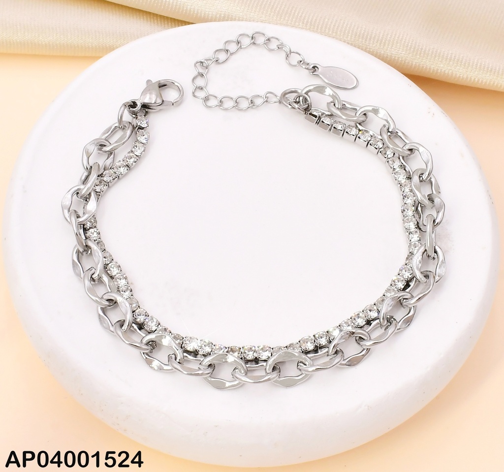 PULSERA (2)  ESLABON ZIRC PLAT KB202788-Z