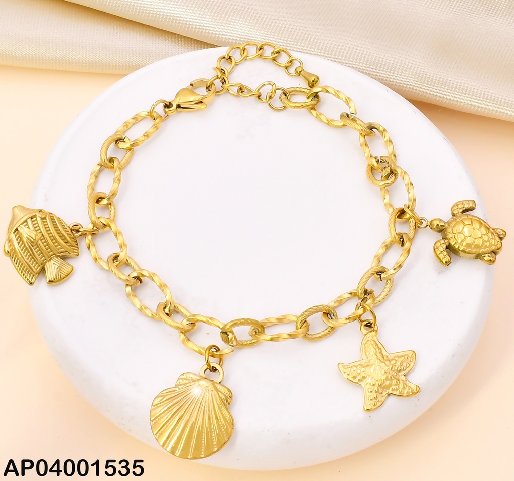 PULSERA DOR PEZ/OSTRA/ESTRELLA/TORTUGA KB204427-SXSJ