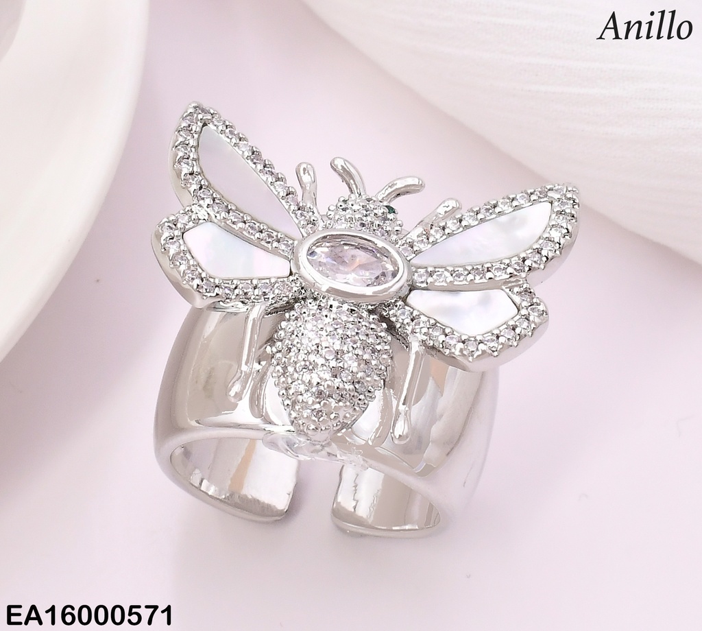 ANILLO PLAT.AJUSTABLE ABEJA NACAR CENTRO RE197-268