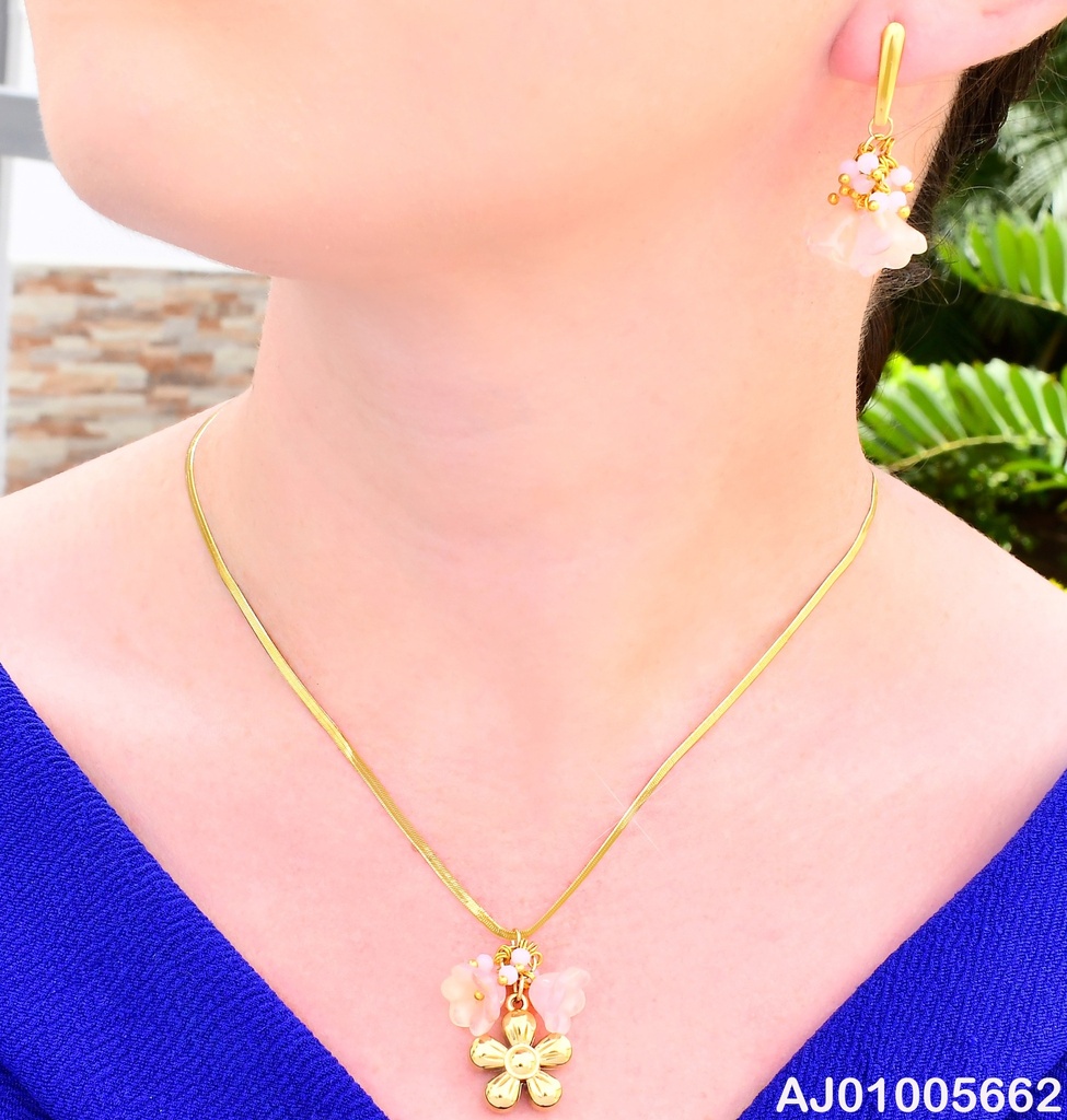 SET DORADO/CAD.SERPIENTE/FLORES ROSA/FLOR DOR KS226403-FA