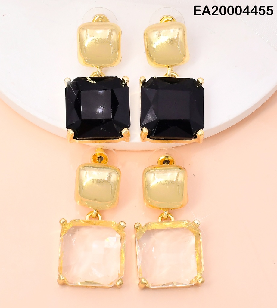 ARETES GALVANOPLASTIA CUADRO DOR/COLGANTE⬛-⬜ EE3952-317